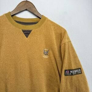 Vintage US Golf Association Sweatshirt mens Small Brown Suede Terry Cloth Member